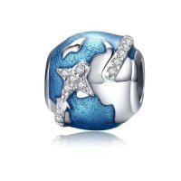 Berloque Volta ao Mundo Cravejado azul